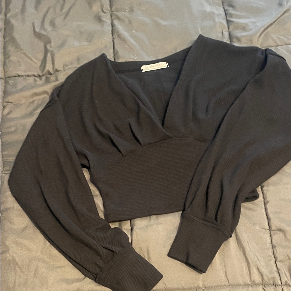 Free People Black V-Neck Sweater